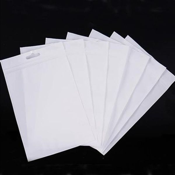 100 шт./лот, белые прозрачные пластиковые пакеты на молнии с застежкой-молнией, самозакрывающаяся прозрачная полиэтиленовая упаковка на молнии, сумка для подвешивания, 11 размеров Wxltx