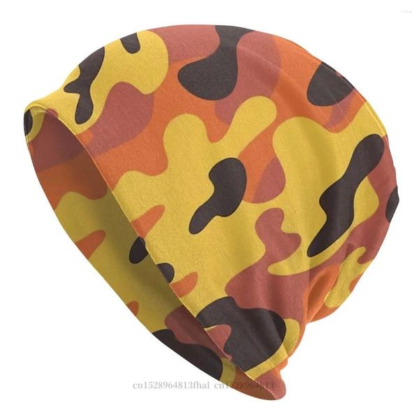 Berretti Skullies Berretti Cappello Arancione Giallo Design Moda Berretti Beanie Per Uomo Donna Camouflage Arte Cultura Sci Cappelli a cuffia morbida