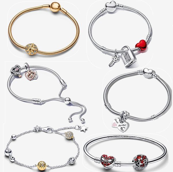 bracciali firmati per gioielli da donna Regalo di Natale Fai da te fit Pandoras Spider Bracciale con ciondoli Set orecchini con collana bangle Ciondolo con catena clavicola con scatola all'ingrosso