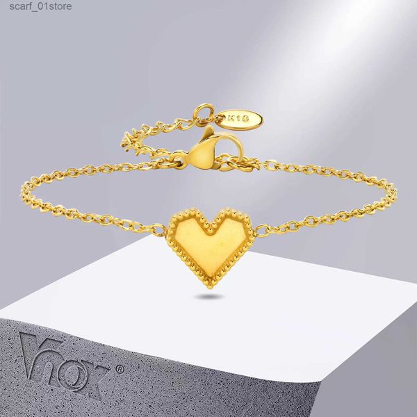 Kette Vnox Herz Charm Kette Armbänder für Frauen Mädchen Geburtstag Geschenk Schmuck Gold Farbe Edelstahl Links ArmbandL231115