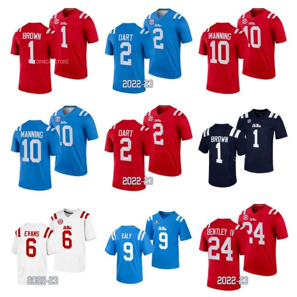 SL OLE Miss Rebels Jersey College Eli Manning D.K.Metcalf Jaxson Dart Zach E Judkins Bentley IV A.J.Brown Matt Corral Dashaun