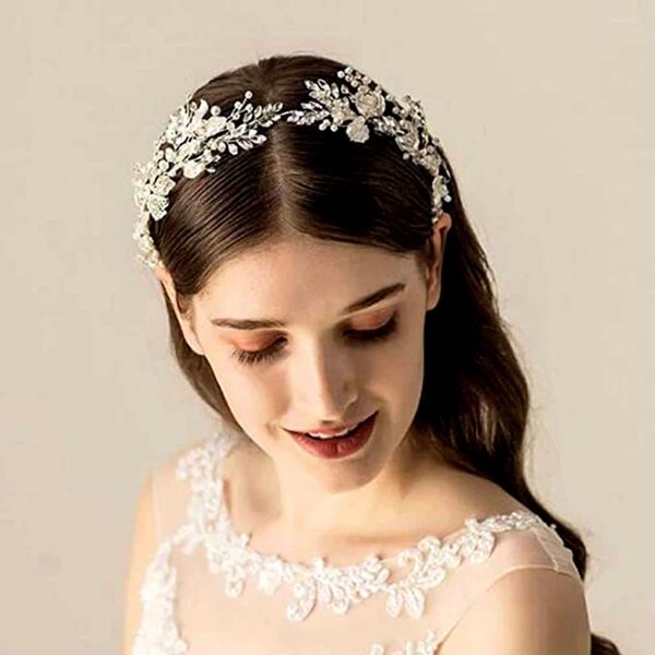 Cabeças de folha de casamento feminina folha de cabeça Party Prop Knitting Silver Vines Vines com strass para máscaras de banquete