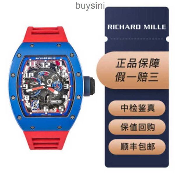 Automatikuhr Richaremill Automatikuhren Luxuriöse mechanische Armbanduhr Schweizer Rm030 Blaue Keramikseite Rotes Paris-Limitiertes Zifferblatt 427 50 mm mit Versicherungskarte Yi9zi