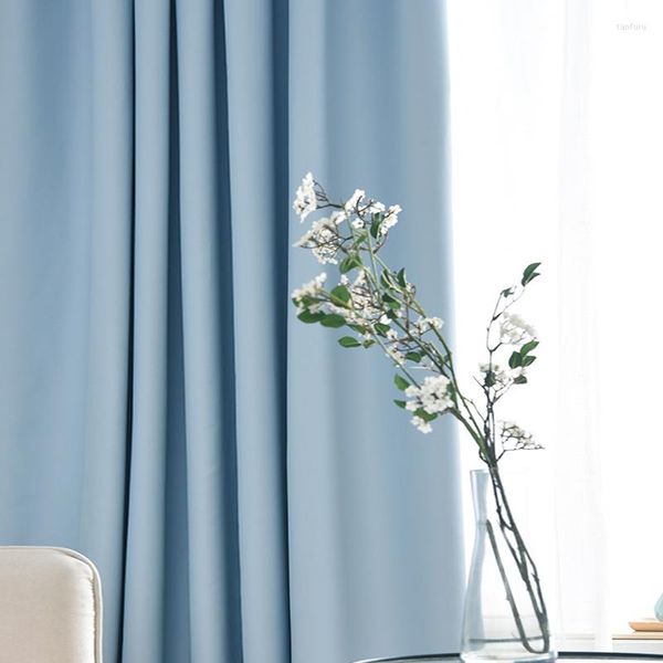 Tenda blu tende oscuranti corte per soggiorno, camera da letto, cucina, trattamenti per finestre, piccole tende in tinta unita per la decorazione della casa