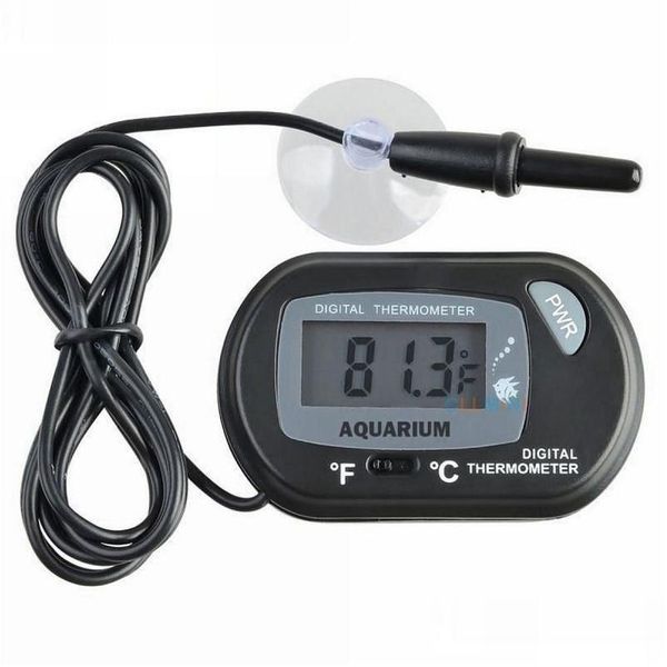 Приборы для измерения температуры оптом Мини-цифровой аквариумный термометр для рыб с проводным сенсорным аккумулятором, входящим в комплект OPP Black Yell Dh5Bu