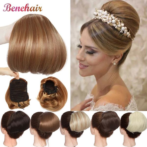 Synthetische Perücken BENEHAIR Scrunchy Hair Bun Clip In Updo Donut Chignon Kordelzug Frauen Fake 231115