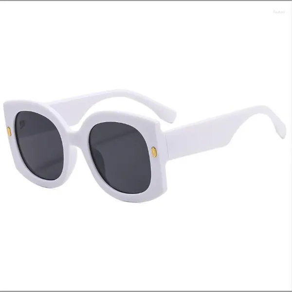 Солнцезащитные очки в стиле ретро с большой оправой для лица, овальные женские летние солнцезащитные очки, роскошные очки белого цвета, обесцвечивание