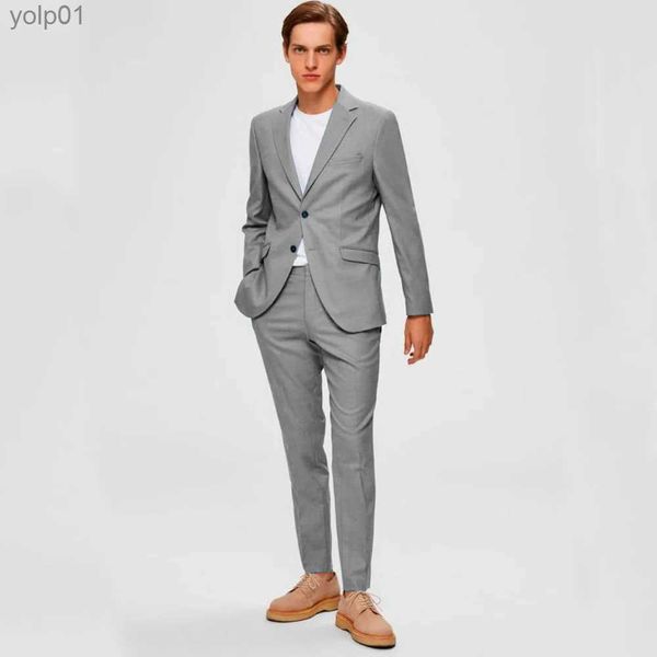 Herren-Jacken, Herren-Hochzeitsanzüge, Revers, Freizeitkleidung, Herren-Jacken, einreihig, Burning Man Comes, Sommer-Leinenanzug, elegant, komplett, SeL231115