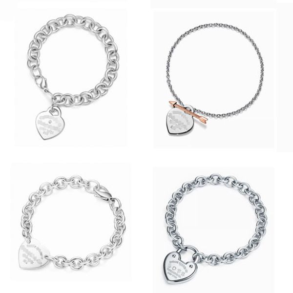 Joyería de diseño Pulsera para mujer Classic T Home 925 Sterling Silver Heart a estrenar Diamond Arrow Love Pulsera colgante Moda joyería de mano regalo al por mayor