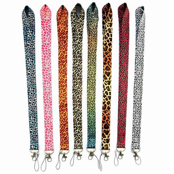 Cordão com estampa de leopardo animal para pescoço com alças para identificação do cartão-chave do telefone - Escolha o design