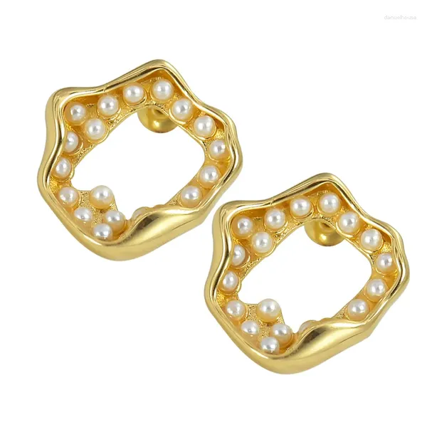 Orecchini a bottone Orecchino di perla Cerchio in acciaio inossidabile Accessori per gioielli a forma di foglia di loto Kit per piercing all'orecchio con fascino di moda di lusso