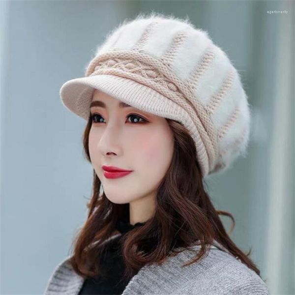 Bérets 1 pièces mode femmes béret chapeaux cheveux tricoté femme hiver chaud noir rouge violet casquette