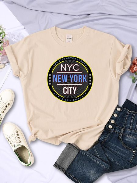 Camisetas femininas da cidade de York The Never Sleep Style and Quality Womans Tee Clothing Street Personality Tops Tops de verão Mulheres camisetas