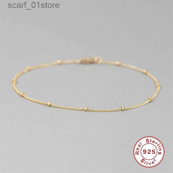 Chain aide 925 prata esterlina minimalista pequenas contas finas pulseiras de corrente para mulheres rosa vermelho ouro pulseira festa jóias acessórios l231115