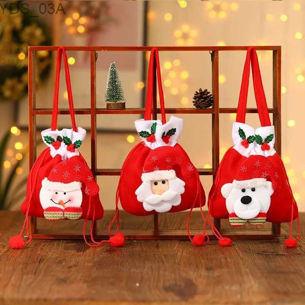 Decorações de Natal Bolsa de presente de meia de Natal Sacola de doces escovada Crianças Véspera de Natal Bolsa de maçã Presente de Natal Sacos de Papai Noel Barato atacado 2023 YQ231115