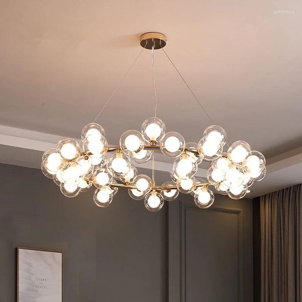 Kronleuchter Moderne kreative LED-Glasblasen-Kronleuchter-Beleuchtung für luxuriöses Wohnen, das Pendelleuchte-Kugel-Pendelleuchte speist