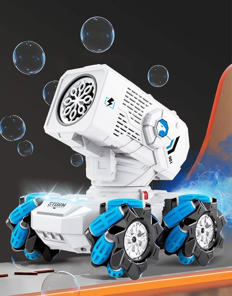 Bubble Gun RC/Elektrikli Araba Aydınlatma Uzaktan Kumanda Araba Şarj Edilebilir Dublör Araba Kabarcık Silahları Çocuklar İçin Oyuncaklar Noel Hediyeleri