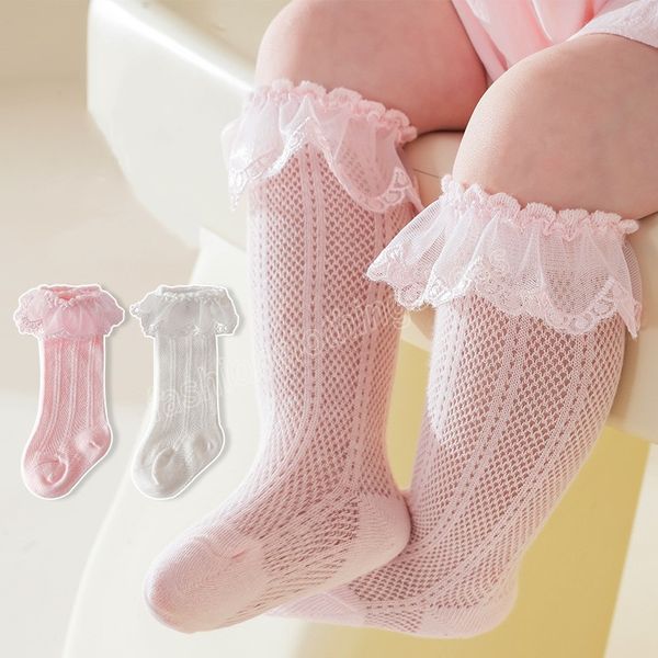 Summer Novos meias bebês de renda fofa malha fina algodão macio de 0 a 12 meses recém-nascidos meias de menina