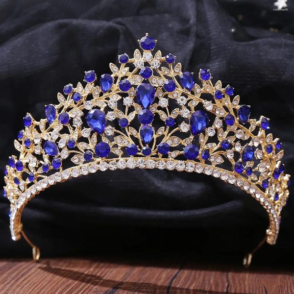 Haarspangen DIEZI Mode Brautschmuck Barock Luxus Blau Grün Rot Kristall Tiara Süße Prinzessin Krone Hochzeit Zubehör