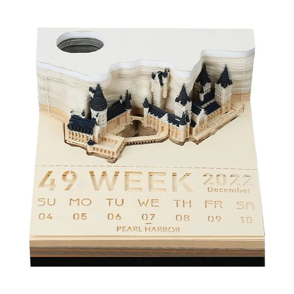 Calendário omoshiroi castelo mágico 3d bloco de notas 2024 bloco de notas bloco de notas hary design nota papel papelaria presente y231114