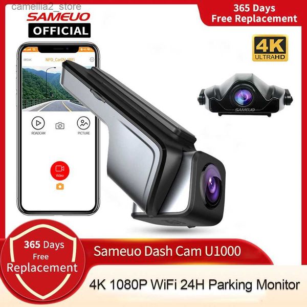 DVRs de carro Sameuo Dash Cam 4K Car DVR Gravador de vídeo 2160P Auto WiFi Night Vision 24H Modo de estacionamento Dashcam Gravação de câmera frontal e traseira Q231115