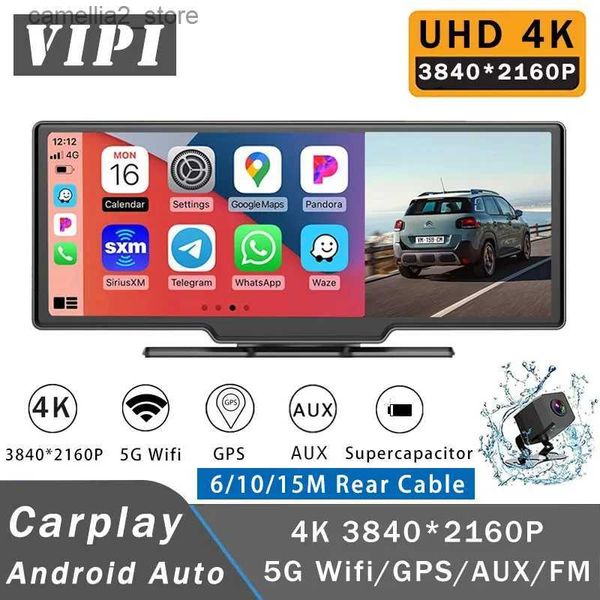 Carro DVRs Carro DVR 10,26 polegadas Dash Cam 4K 2160P Carplay Android Auto Video Drive Recorder Stream Dashcam Truck Car Camera 5G Wifi GPS AUX Q231115