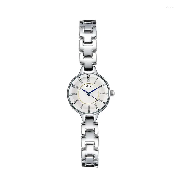 Relógios de pulso GEDI Moda Pequeno Dial Quartz Pulseira Relógio Feminino Elegante Ins Simples À Prova D 'Água Banda de Aço Relógio Reloj Para Mujer