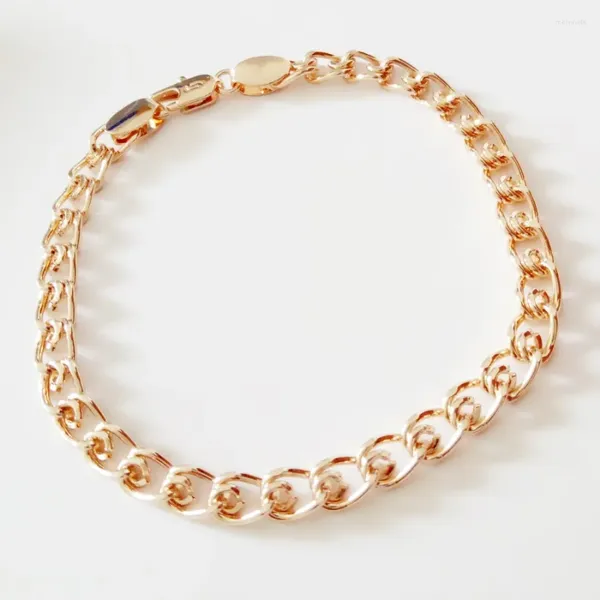 Link pulseiras 2023 homens pulseira moda cor de ouro 585 jóias 5mm de largura projetos longos para