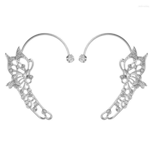 Schienali Orecchini Moda Clip per orecchie a forma di farfalla Design raffinato Polsini per orecchie con strass Stud Climbers Per donna Ragazza regalo