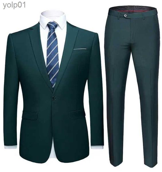 Jaquetas masculinas 2021 mais recente conjunto de terno masculino verde escuro terno formal jaqueta calças slim business smoking 2 peças terno terno de casamento terno masculino S-6XLL231115