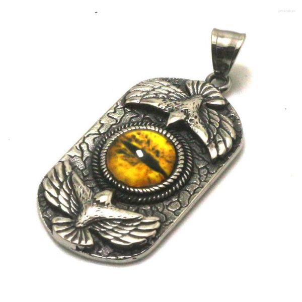 Anhänger Halsketten Cool Big Yellow Stone Eagle 316L Edelstahl für Freund