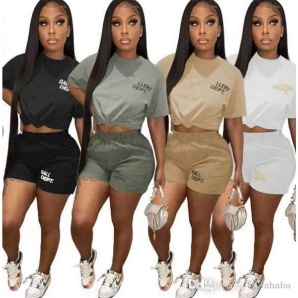 Designer Womens Tracksuits Roupas Novo Verão Manga Curta Duas Peças Set Bolso Causa Sports Outfits S-XXL