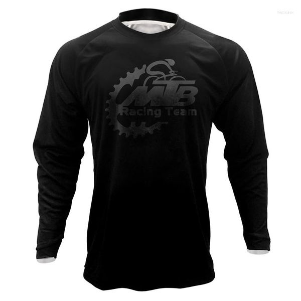 Yarış Ceketleri Özel Isı Transferi Baskı Kadının T-Shirt MTB Jersey Bisiklet Motosiklet Giyim Erkekler Uzun Kollu Siyah Yokuş