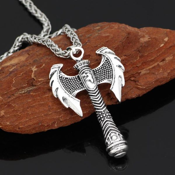 Colares pendentes Men Viking Ax Amulet Nórdico Colar com Bolsa de Presente