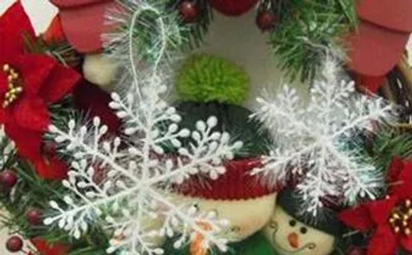 Верхняя рождественская елка, искусственный хлопок, снежный орнамент, белые рождественские снежинки, подвески, украшения, аппликация для елки
