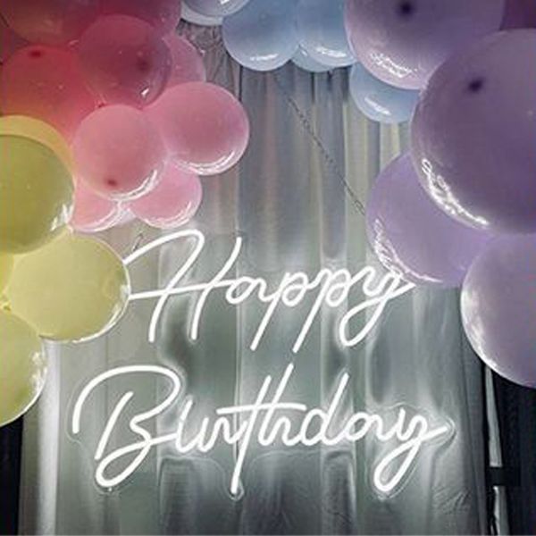 Other Event Party Supplies Led Happy Birthday Leuchtreklame für Babyparty Hintergrund Wanddekoration USB-betrieben Hello Gergous Hanging Neons Light Home Decoration 230414