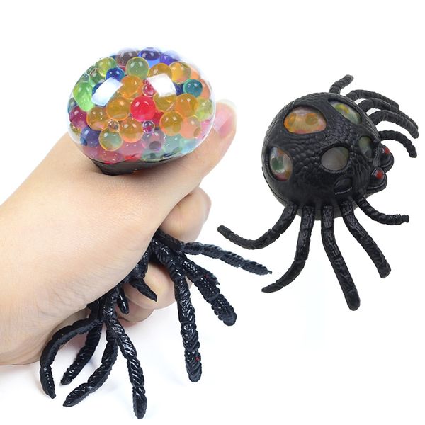 Squishy Spider Halloween Fidget Toy Bunte Wasserperlen Mesh Squish Ball Anti Stress Venting Squeeze Balls Stressabbau Dekompressionsspielzeug Angstabbau