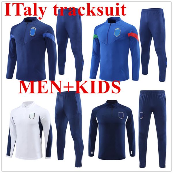 2023 ITaly Trainingsanzug survêtement lange Jacke mit halbem Reißverschluss Trainingsanzug Fußball 2023 2024 Italia Herren Fußball Trainingsanzüge Set Sportbekleidung