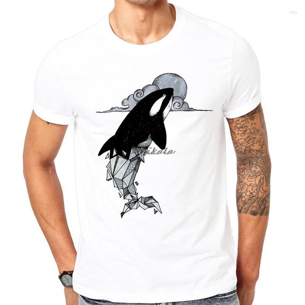 T-shirt da uomo Killer Whale Geometric Fashion Summer Stampato Casual O-Collo T-shirt da uomo Camicia da uomo Comoda manica corta Design fresco