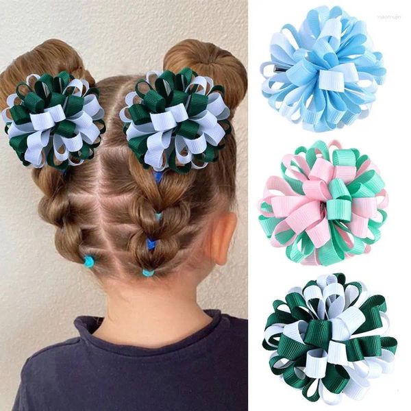 Accessori per capelli 2 pezzi Forcine per fiori a nastro Clip a doppio colore Forcina per principessa per ragazze Copricapo fatto a mano