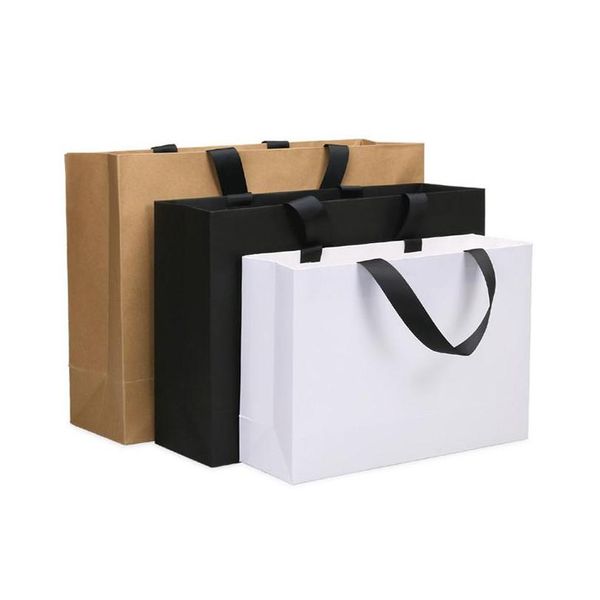 Sacchetto di carta da regalo Balck White Kraft di alta qualità con borse per scarpe in stoffa alla moda per feste all'ingrosso LX2976 Drop Deli Dhcl7