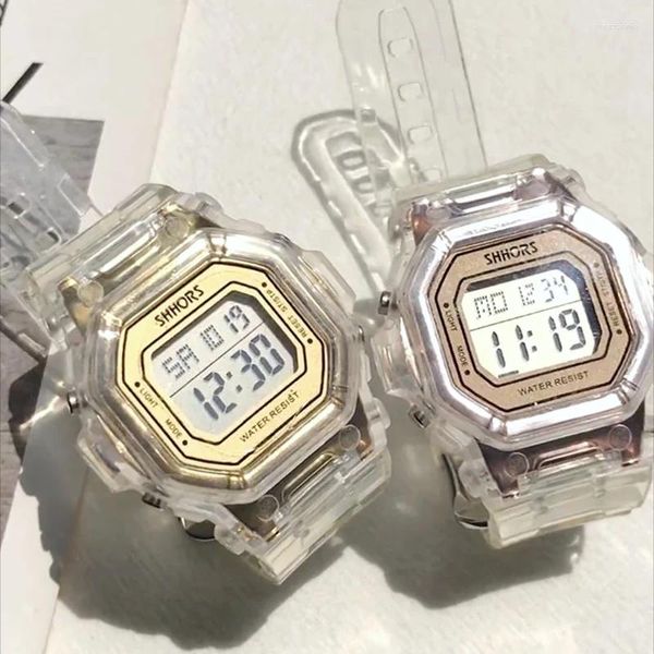 Orologi da polso INS Harajuku impermeabili Premium Feel orologi sportivi casual quadrati trasparenti nottilucenti elettronici digitali per le donne