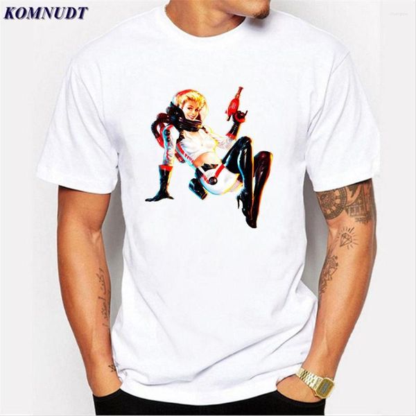 Camisetas masculinas 2023 Men Funny Funny Funny Nuka cola Camisa masculina Impressão personalizada Tees de manga curta grande e alta T-shirt Digital
