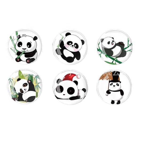 Panda dos desenhos animados vara magnética de vidro cristal ímãs geladeira casa decoração adesivos 30mm