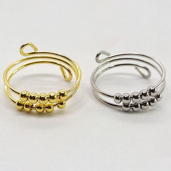Anéis de banda Anéis de ansiedade ajustáveis Anéis de aço inoxidável Spinner Fidget Band Ring para homens Mulheres Design de moda Reliever Descompressão Rotat Dhik5
