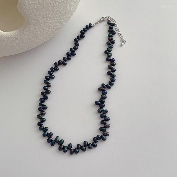Кокер минар элегантный черно -серый цветовой барокко пресноводные жемчужные ожерелья для женщин для женщин Свадебные украшения