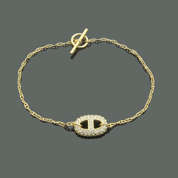 Gioielli firmati Bracciali con ciondoli in oro con diamanti Catene sottili Bracciale da donna Cinturino da uomo in argento Logo Timbro Stampato Stile di moda