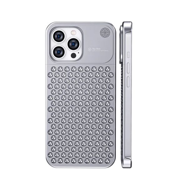 İPhone 15 14 13 12 Pro Maks Dayanıklı Sağlam Metal Aromaterapi Katı Metal Arka Kapak Şok geçirmez için Hollow Out Alüminyum Alaşım Vouge Telefon Kılıfı