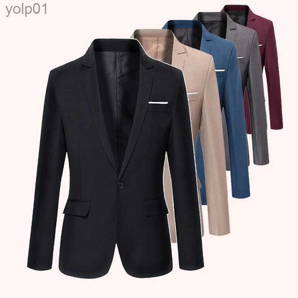 Jackets masculinos Roupas masculinas Jaqueta de casaco de cor pura Temperamento Autumn e Winter Suit Jackets Casual Blazer formal Top Slim Coat S-5xll231115