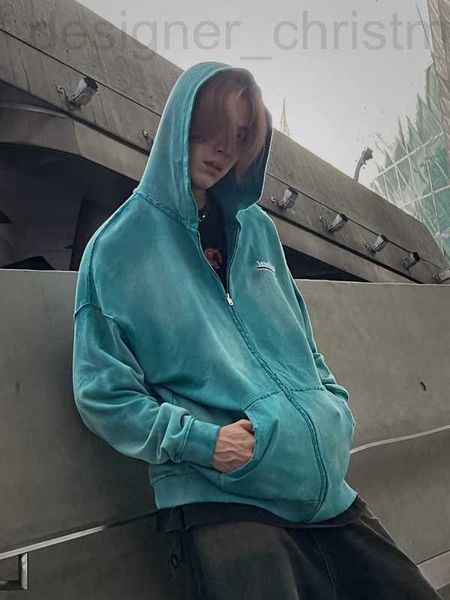 Erkek Hoodies Sweatshirts Designer Luxury High Edition B Family Boya Yıkama Yanmış Kazak Gevşek Uyum UNISEX PQA9